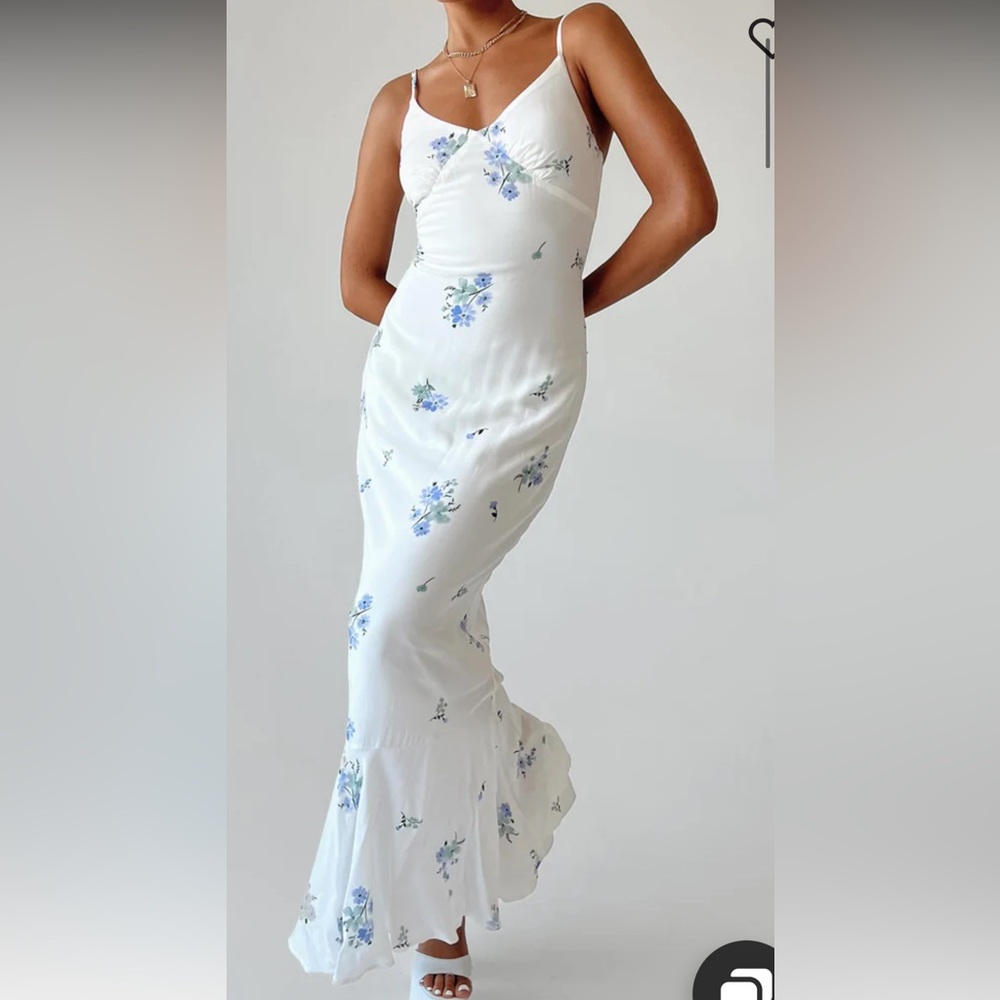 Princess Polly White and Blue Slip Dress for Weddings